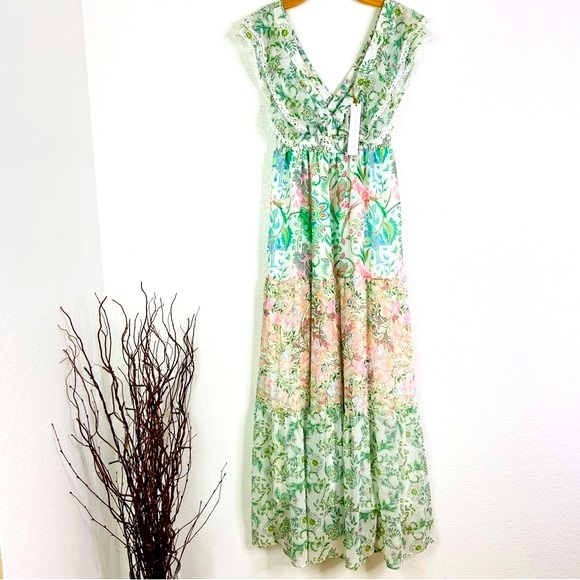 NWT HOUSE OF HARLOW 1960 Tiered Chiffon Maxi Dress - Small - Picture 1 of 7